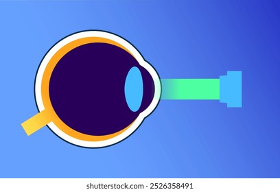 LASIK cirugía ocular con láser. Corrección de problemas de visión como la miopía, la hipermetropía y el astigmatismo. Procedimiento seguro e indoloro que remodela la córnea, Ilustración vectorial plana anatómica del ojo humano