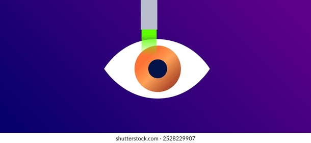 Cirurgia do olho a laser LASIK. Correção de problemas de visão como miopia, hipermetropia e astigmatismo. Procedimento seguro indolor remodela a córnea, olho humano ilustração de vetor plano anatômico