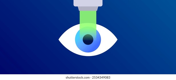 LASIK laser eye surgery. Correction of vision issues like nearsightedness, farsightedness, and astigmatism. Safe painless procedure reshapes the cornea, human eye anatomical flat vector illustration