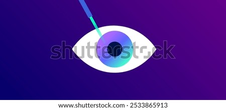 LASIK laser eye surgery. Correction of vision issues like nearsightedness, farsightedness, and astigmatism. Safe painless procedure reshapes the cornea, human eye anatomical flat vector illustration