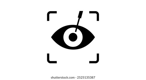 LASIK laser eye surgery icon. Correction of vision issues nearsightedness, farsightedness, and astigmatism. Safe painless procedure reshapes the cornea, human eye anatomical flat vector illustration