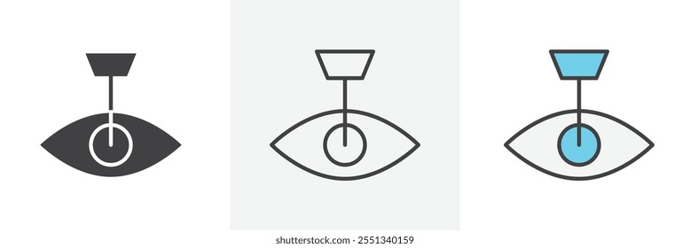 Paquete de iconos de cirugía ocular con láser Lasik. Ilustración vectorial. EPS10