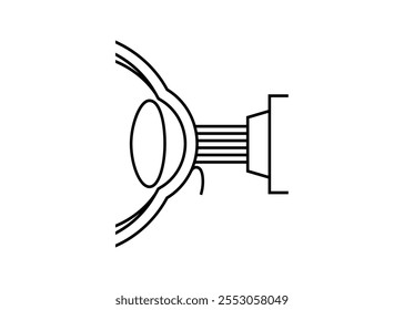 Icono de cirugía ocular con láser LASIK. Corrección de problemas de visión miopía, hipermetropía y astigmatismo. Procedimiento seguro e indoloro que remodela la córnea, Ilustración vectorial plana anatómica del ojo humano