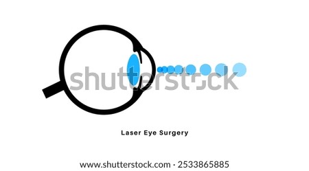 LASIK laser eye surgery icon. Correction of vision issues nearsightedness, farsightedness, and astigmatism. Safe painless procedure reshapes the cornea, human eye anatomical flat vector illustration
