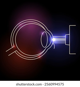 LASIK laser eye surgery poster. Correction of vision issues nearsightedness, farsightedness, astigmatism. Safe painless procedure, reshapes cornea, human eye anatomical vector medical illustration