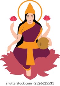 Lasimi sitting on Lotus Indian god
