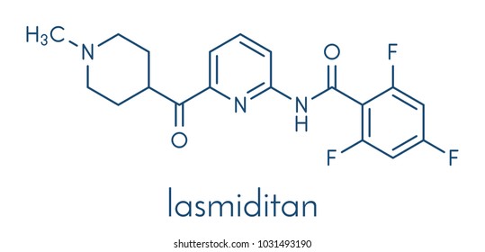 Lasmiditan migraine drug molecule. Skeletal formula.