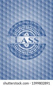 Lass  blue badge with geometric pattern. Vector Illustration. Detailed.