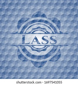 Lass  blue polygonal badge. Vector Illustration. Detailed.