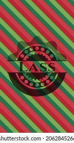 Lass  christmas emblem background. Vector Illustration. Detailed. 