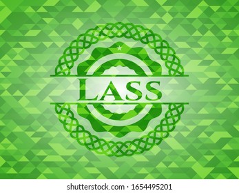 Lass  green mosaic emblem. Vector Illustration. Detailed.