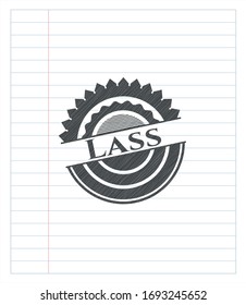 Lass  pencil strokes emblem. Vector Illustration. Detailed.