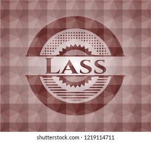 Lass  red badge with geometric background. Seamless.