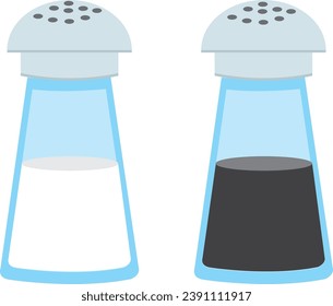 lass salt and pepper shakers icon set. Vector illustration.