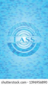 Lass  sky blue emblem. Mosaic background