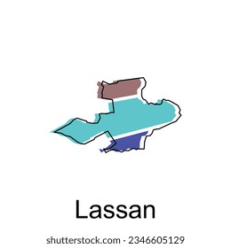 Lassan City Germany Karte, Vektorgrafik, Vektorgrafik, Vektorvorlage mit Skizzenstil auf weißem Hintergrund