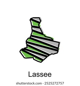 Lassee map flat icon illustration, Vector map of Austria with named Country and travel icons template