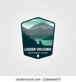 diseño vectorial del parche del logo volcánico lassen, diseño del logo del parque nacional de ee.uu.