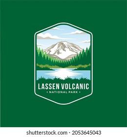 Lassen Volcanic National Park Lineart logo patch illustration