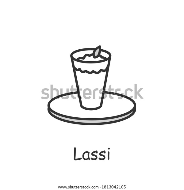 Lassi line\
icon. Indian subcontinent cuisine. Drink with yogurt, cream, water\
spices. Traditional delicious Indian drink. Asian food. Isolated\
vector illustration. Editable stroke\
