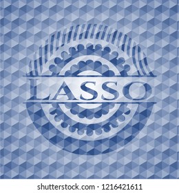 Lasso blue emblem with geometric pattern.