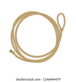 Lasso circle frame. Cowboy rope vector illustration with place for text isolated on white