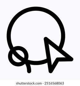 Lasso Editing Tool Sign Icon, Rope Selection, Isolated Lineal Vector Icon.