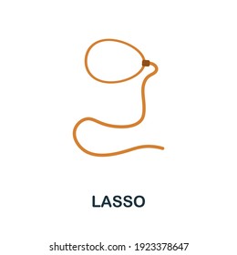 Icono plano de Lasso. Elemento de color simple de la colección de color del oeste silvestre. Icono de Lasso creativo para diseño web, plantillas, infografías y más