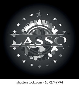Emblema de camuflaje gris de Lasso. Ilustración vectorial. 