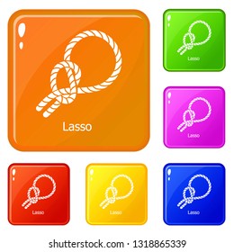 Lasso icons set collection vector 6 color isolated on white background