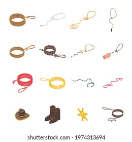 Lasso icons set. Isometric set of lasso vector icons for web design isolated on white background