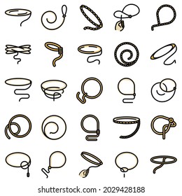 Lasso icons set. Outline set of lasso vector icons thin line color flat on white