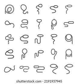 Lasso Icons Set Outline Vector. Hand Cowboy. Cord Knot