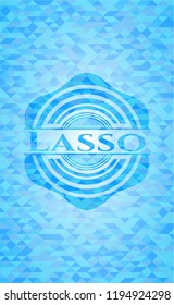 Lasso light blue emblem with triangle mosaic background