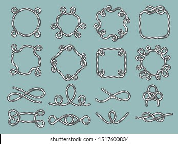 Lasso Nautical Frames. Rope Marine Knot Tied Decorative Circle Shapes For Labels Design Projects Vector