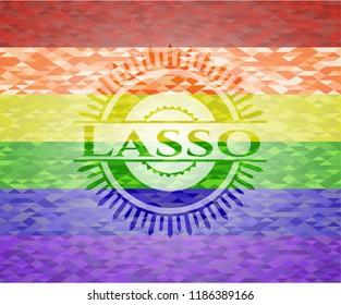 Lasso on mosaic background with the colors of the LGBT flag