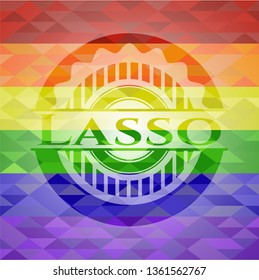Lasso on mosaic background with the colors of the LGBT flag