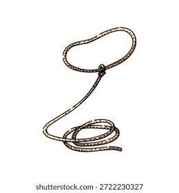 Lasso rope forming a noose or loop with the trailing end coiled below, illustrating a traditional tool used for catching animals or as a symbol of the western lifestyle and ranching