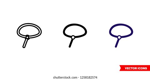Lasso tool icon of 3 types: color, black and white, outline. Isolated vector sign symbol.