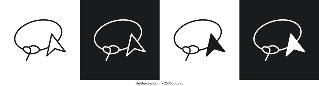 Lasso tool vector icon set in black and white. EPS 10 illustration