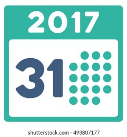 Last 2017 Month Day vector icon. Style is flat graphic symbol, cobalt and cyan colors, white background.