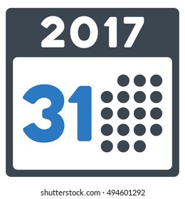 Last 2017 Month Day vector icon. Style is flat graphic symbol, smooth blue colors, white background.