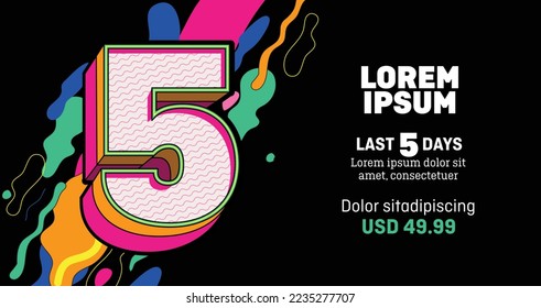 last 5 days banner thamplate, numbers, colorful background