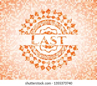Last abstract emblem, orange mosaic background