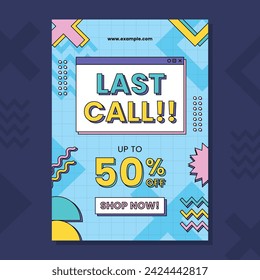 Last call promotion sale poster or flyer design. Sale poster with colorful geometric background. Vector illustration