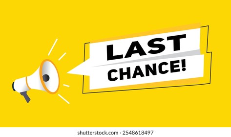 Last chance banner announce flat design graphic element.  Poster or marketing sign.