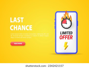 Last chance banner. Limited offer concept, countdown. Vector illustration.