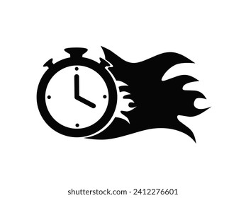 last chance or limited time icon vector. clock icon vector with burning fire