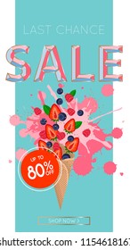 Last chance Sale banner. Ice cream cone. Template vector illustrations of season online shopping website and mobile website banners, newsletter designs, ads, coupons, mailings and seasonal sales.
