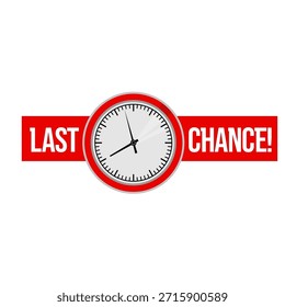  Last chance sticker with clock, red label vector